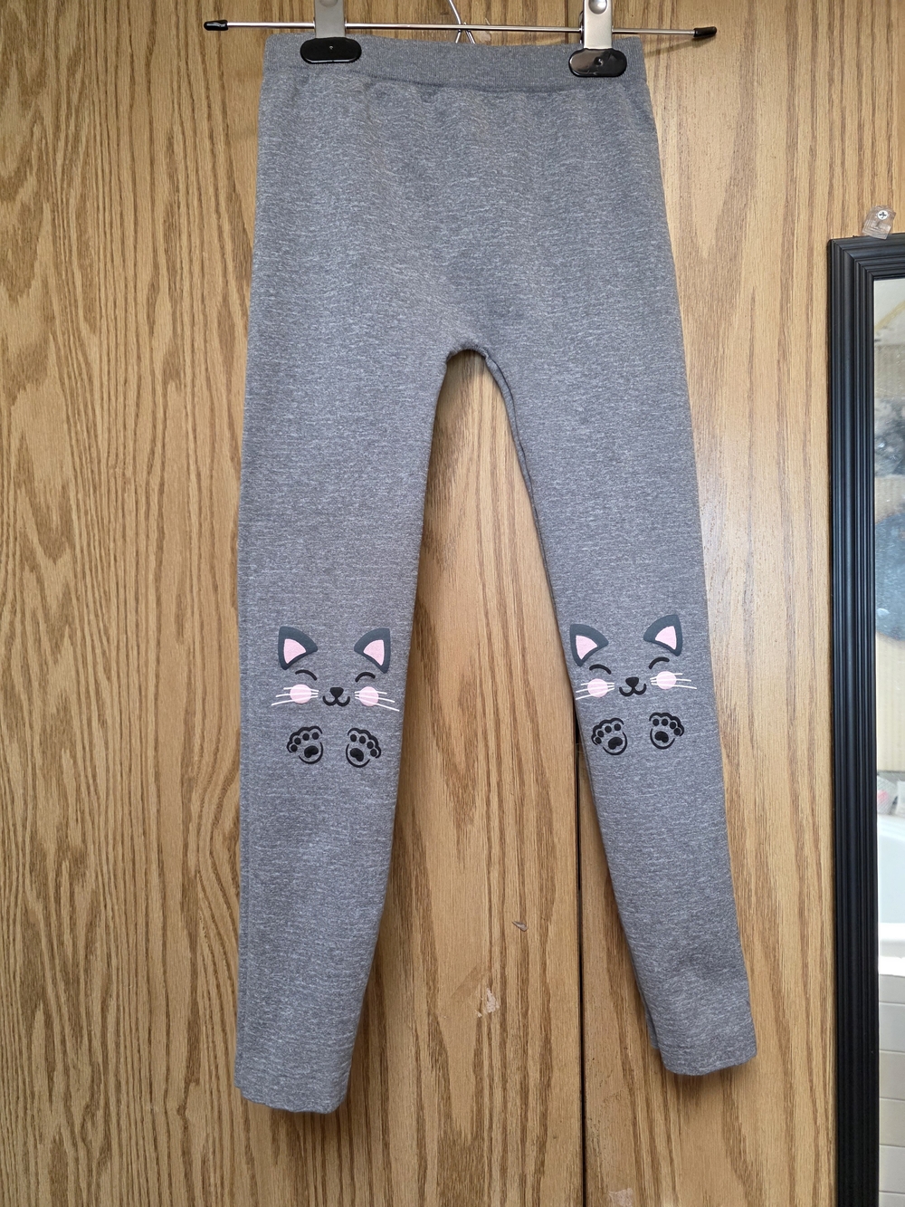 Wallflower Gray Leggings with Pink Cat Face Knees